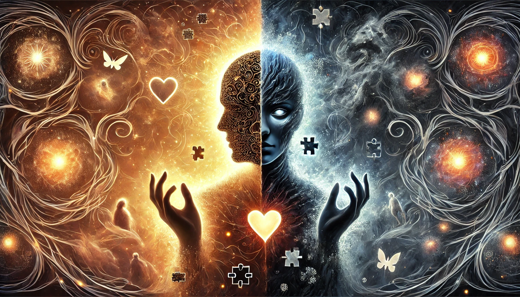 Ілюстрація що підкреслює складність особистості темних емпатів. Сподіваюся, вона знайде своє місце у твоїй статті та допоможе краще донести її зміст!